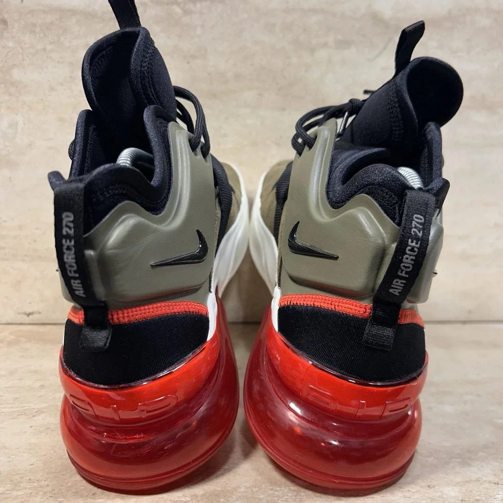 Nike Air Force 270 Medium Olive Challenge Red Mens‎ 9 Shoes Sneakers AH6772 200